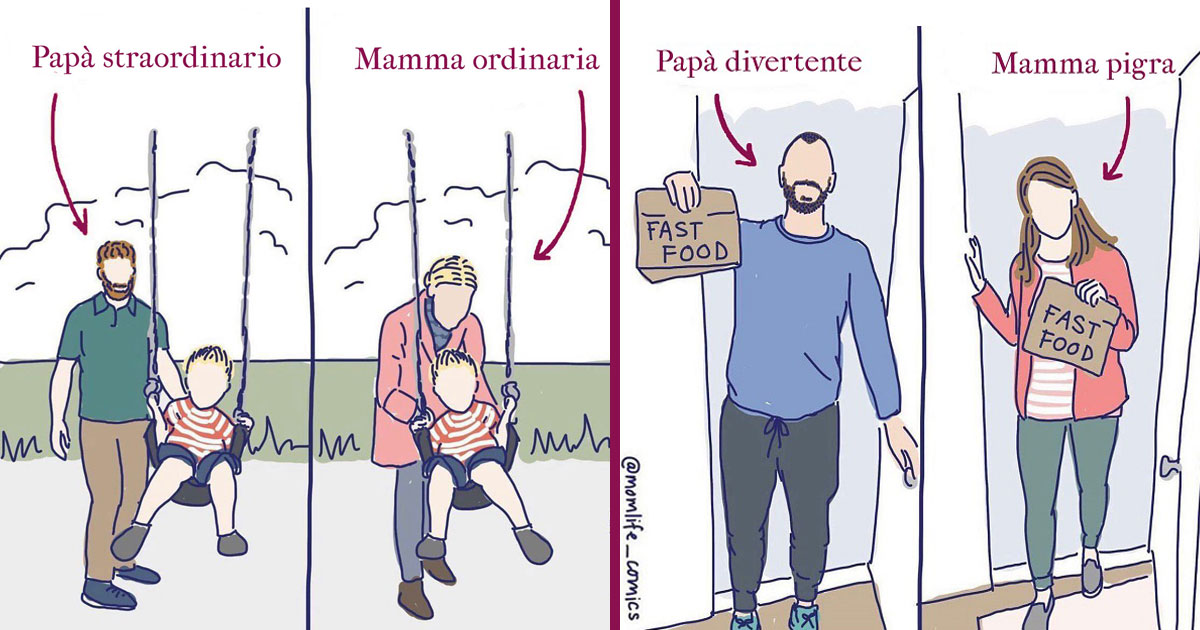 Papà straordinario, mamma ordinaria: le vignette che mettono in luce le  differenze sulla genitorialità